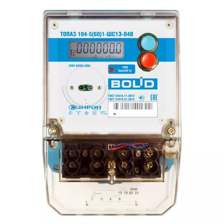 Топаз-104-5(60) с реле отключения нагрузки (BOLID). Счётчик электроэнергии однофазный многотарифный.