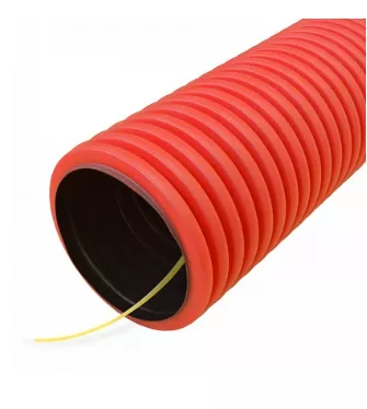 Труба гофрированная двустенная ПНД гибкая тип 450 (SN26) с/з красная д50 (50м/уп) Промрукав